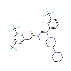 CN(C[C@@H](c1cccc(C(F)(F)F)c1F)N1CCC(N2CCCCC2)CC1)C(=O)Cc1cc(C(F)(F)F)cc(C(F)(F)F)c1 ZINC000049748397