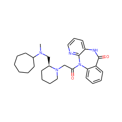 CN(C[C@@H]1CCCCN1CC(=O)N1c2ccccc2C(=O)Nc2cccnc21)C1CCCCCC1 ZINC000029415978