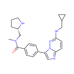 CN(C[C@@H]1CCCN1)C(=O)c1ccc(-c2cnc3ccc(NCC4CC4)nn23)cc1 ZINC000066098499