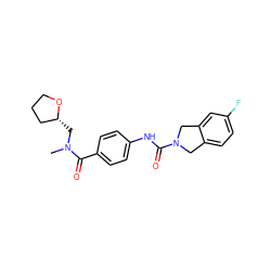 CN(C[C@@H]1CCCO1)C(=O)c1ccc(NC(=O)N2Cc3ccc(F)cc3C2)cc1 ZINC000165848538