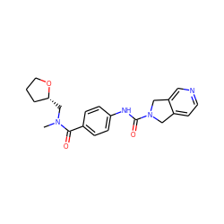 CN(C[C@@H]1CCCO1)C(=O)c1ccc(NC(=O)N2Cc3ccncc3C2)cc1 ZINC000166674247