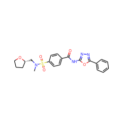 CN(C[C@@H]1CCCO1)S(=O)(=O)c1ccc(C(=O)Nc2nnc(-c3ccccc3)o2)cc1 ZINC000009599622