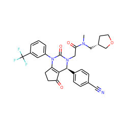 CN(C[C@@H]1CCOC1)C(=O)CN1C(=O)N(c2cccc(C(F)(F)F)c2)C2=C(C(=O)CC2)[C@@H]1c1ccc(C#N)cc1 ZINC001772639378