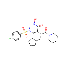 CN(C[C@H](C(=O)NO)[C@@H](CC1CCCC1)C(=O)N1CCCCC1)S(=O)(=O)c1ccc(Cl)cc1 ZINC000026736058