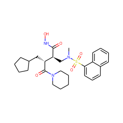 CN(C[C@H](C(=O)NO)[C@@H](CC1CCCC1)C(=O)N1CCCCC1)S(=O)(=O)c1cccc2ccccc12 ZINC000026734935