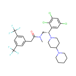 CN(C[C@H](c1cc(Cl)cc(Cl)c1Cl)N1CCC(N2CCCCC2)CC1)C(=O)Cc1cc(C(F)(F)F)cc(C(F)(F)F)c1 ZINC000027517649