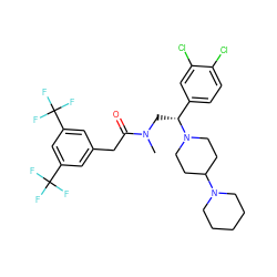 CN(C[C@H](c1ccc(Cl)c(Cl)c1)N1CCC(N2CCCCC2)CC1)C(=O)Cc1cc(C(F)(F)F)cc(C(F)(F)F)c1 ZINC000027437559