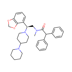 CN(C[C@H](c1cccc2c1OCO2)N1CCC(N2CCCCC2)CC1)C(=O)C(c1ccccc1)c1ccccc1 ZINC000013835141