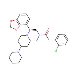 CN(C[C@H](c1cccc2c1OCO2)N1CCC(N2CCCCC2)CC1)C(=O)Cc1ccccc1Cl ZINC000013835155