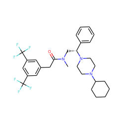 CN(C[C@H](c1ccccc1)N1CCN(C2CCCCC2)CC1)C(=O)Cc1cc(C(F)(F)F)cc(C(F)(F)F)c1 ZINC000027517800