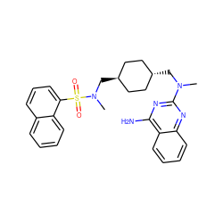 CN(C[C@H]1CC[C@H](CN(C)S(=O)(=O)c2cccc3ccccc23)CC1)c1nc(N)c2ccccc2n1 ZINC000253863527