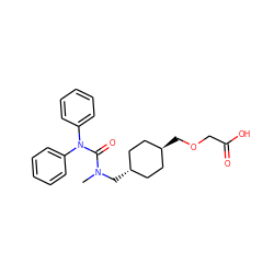 CN(C[C@H]1CC[C@H](COCC(=O)O)CC1)C(=O)N(c1ccccc1)c1ccccc1 ZINC001772649903