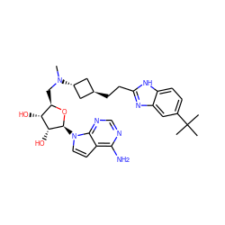CN(C[C@H]1O[C@@H](n2ccc3c(N)ncnc32)[C@H](O)[C@@H]1O)[C@H]1C[C@H](CCc2nc3cc(C(C)(C)C)ccc3[nH]2)C1 ZINC000166457109
