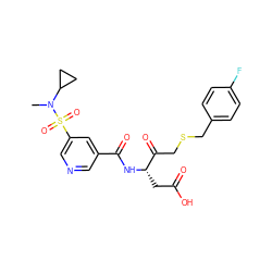 CN(C1CC1)S(=O)(=O)c1cncc(C(=O)N[C@@H](CC(=O)O)C(=O)CSCc2ccc(F)cc2)c1 ZINC000013533752