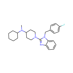 CN(C1CCCCC1)C1CCN(c2nc3ccccc3n2Cc2ccc(F)cc2)CC1 ZINC000043011595