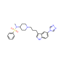 CN(C1CCN(CCCc2c[nH]c3ccc(-n4cnnc4)cc23)CC1)S(=O)(=O)c1ccccc1 ZINC000013802498