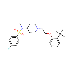 CN(C1CCN(CCOc2ccccc2C(C)(C)C)CC1)S(=O)(=O)c1ccc(F)cc1 ZINC000653801555