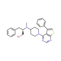 CN(C1CCN(c2ncnc3scc(-c4ccccc4)c23)CC1)[C@@H](CO)Cc1ccccc1 ZINC000146526714