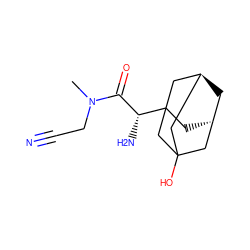 CN(CC#N)C(=O)[C@@H](N)C12C[C@H]3C[C@@H](CC(O)(C3)C1)C2 ZINC000100383865