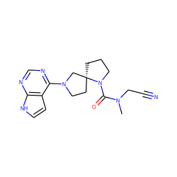 CN(CC#N)C(=O)N1CCC[C@@]12CCN(c1ncnc3[nH]ccc13)C2 ZINC000169699014