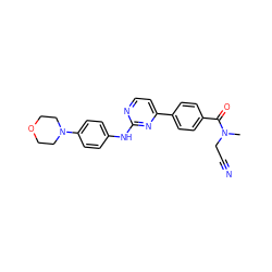 CN(CC#N)C(=O)c1ccc(-c2ccnc(Nc3ccc(N4CCOCC4)cc3)n2)cc1 ZINC000049115202