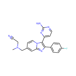 CN(CC#N)Cc1ccn2c(-c3ccnc(N)n3)c(-c3ccc(F)cc3)nc2c1 ZINC000040955024