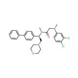 CN(CC(=O)N(C)[C@@H](CN1CCOCC1)c1ccc(-c2ccccc2)cc1)c1ccc(Cl)c(Cl)c1 ZINC000040379166