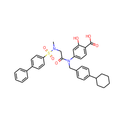 CN(CC(=O)N(Cc1ccc(C2CCCCC2)cc1)c1ccc(C(=O)O)c(O)c1)S(=O)(=O)c1ccc(-c2ccccc2)cc1 ZINC000072116517