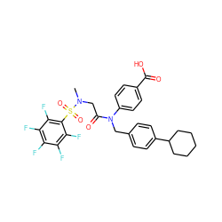 CN(CC(=O)N(Cc1ccc(C2CCCCC2)cc1)c1ccc(C(=O)O)cc1)S(=O)(=O)c1c(F)c(F)c(F)c(F)c1F ZINC000103251492