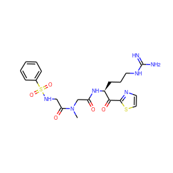 CN(CC(=O)N[C@@H](CCCNC(=N)N)C(=O)c1nccs1)C(=O)CNS(=O)(=O)c1ccccc1 ZINC000029125517