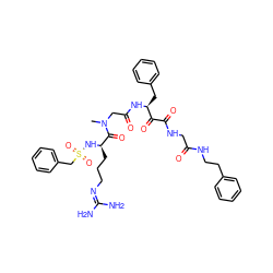 CN(CC(=O)N[C@@H](Cc1ccccc1)C(=O)C(=O)NCC(=O)NCCc1ccccc1)C(=O)[C@@H](CCCN=C(N)N)NS(=O)(=O)Cc1ccccc1 ZINC000026389196