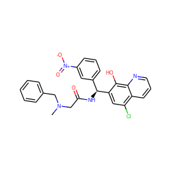 CN(CC(=O)N[C@@H](c1cccc([N+](=O)[O-])c1)c1cc(Cl)c2cccnc2c1O)Cc1ccccc1 ZINC000040898535