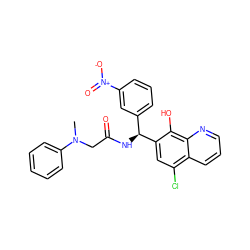 CN(CC(=O)N[C@@H](c1cccc([N+](=O)[O-])c1)c1cc(Cl)c2cccnc2c1O)c1ccccc1 ZINC000040898530