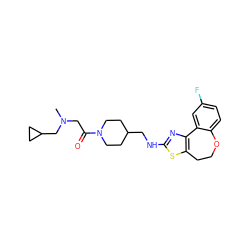 CN(CC(=O)N1CCC(CNc2nc3c(s2)CCOc2ccc(F)cc2-3)CC1)CC1CC1 ZINC000026497635