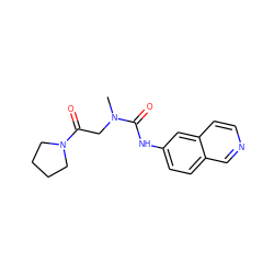 CN(CC(=O)N1CCCC1)C(=O)Nc1ccc2cnccc2c1 ZINC000667216319