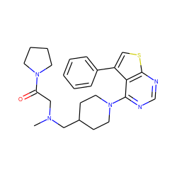 CN(CC(=O)N1CCCC1)CC1CCN(c2ncnc3scc(-c4ccccc4)c23)CC1 ZINC000147589150