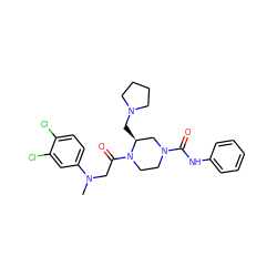 CN(CC(=O)N1CCN(C(=O)Nc2ccccc2)C[C@@H]1CN1CCCC1)c1ccc(Cl)c(Cl)c1 ZINC000040428657