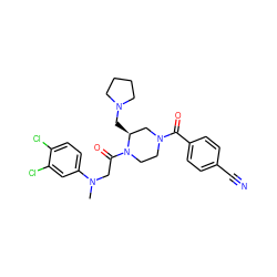 CN(CC(=O)N1CCN(C(=O)c2ccc(C#N)cc2)C[C@@H]1CN1CCCC1)c1ccc(Cl)c(Cl)c1 ZINC000040980389