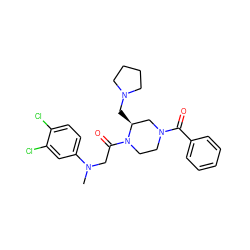 CN(CC(=O)N1CCN(C(=O)c2ccccc2)C[C@@H]1CN1CCCC1)c1ccc(Cl)c(Cl)c1 ZINC000040979824