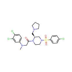 CN(CC(=O)N1CCN(S(=O)(=O)c2ccc(Cl)cc2)C[C@@H]1CN1CCCC1)c1ccc(Cl)c(Cl)c1 ZINC000049888949