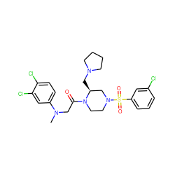 CN(CC(=O)N1CCN(S(=O)(=O)c2cccc(Cl)c2)C[C@@H]1CN1CCCC1)c1ccc(Cl)c(Cl)c1 ZINC000049888948