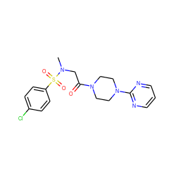 CN(CC(=O)N1CCN(c2ncccn2)CC1)S(=O)(=O)c1ccc(Cl)cc1 ZINC000003370375