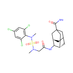 CN(CC(=O)NC1[C@H]2CC3C[C@H]1CC(C(N)=O)(C3)C2)S(=O)(=O)N(C)c1c(Cl)cc(Cl)cc1Cl ZINC000101508851