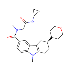 CN(CC(=O)NC1CC1)C(=O)c1ccc2c(c1)c1c(n2C)CC[C@H](C2CCOCC2)C1 ZINC000059049544