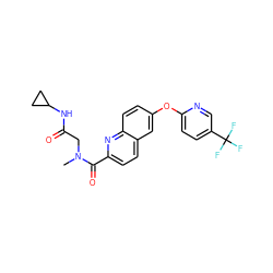 CN(CC(=O)NC1CC1)C(=O)c1ccc2cc(Oc3ccc(C(F)(F)F)cn3)ccc2n1 ZINC001772648972