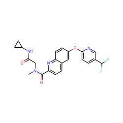 CN(CC(=O)NC1CC1)C(=O)c1ccc2cc(Oc3ccc(C(F)F)cn3)ccc2n1 ZINC001772598078