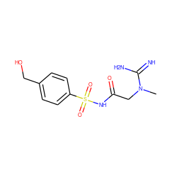 CN(CC(=O)NS(=O)(=O)c1ccc(CO)cc1)C(=N)N ZINC000027197935