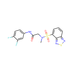 CN(CC(=O)Nc1ccc(F)c(F)c1)S(=O)(=O)c1cccc2nsnc12 ZINC000004437003