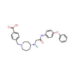 CN(CC(=O)Nc1ccc(Oc2ccccc2)cc1)[C@@H]1CCCN(Cc2ccc(C(=O)O)cc2)CC1 ZINC000040413315