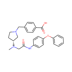 CN(CC(=O)Nc1ccc(Oc2ccccc2)cc1)[C@@H]1CCN(Cc2ccc(C(=O)O)cc2)C1 ZINC000040933213